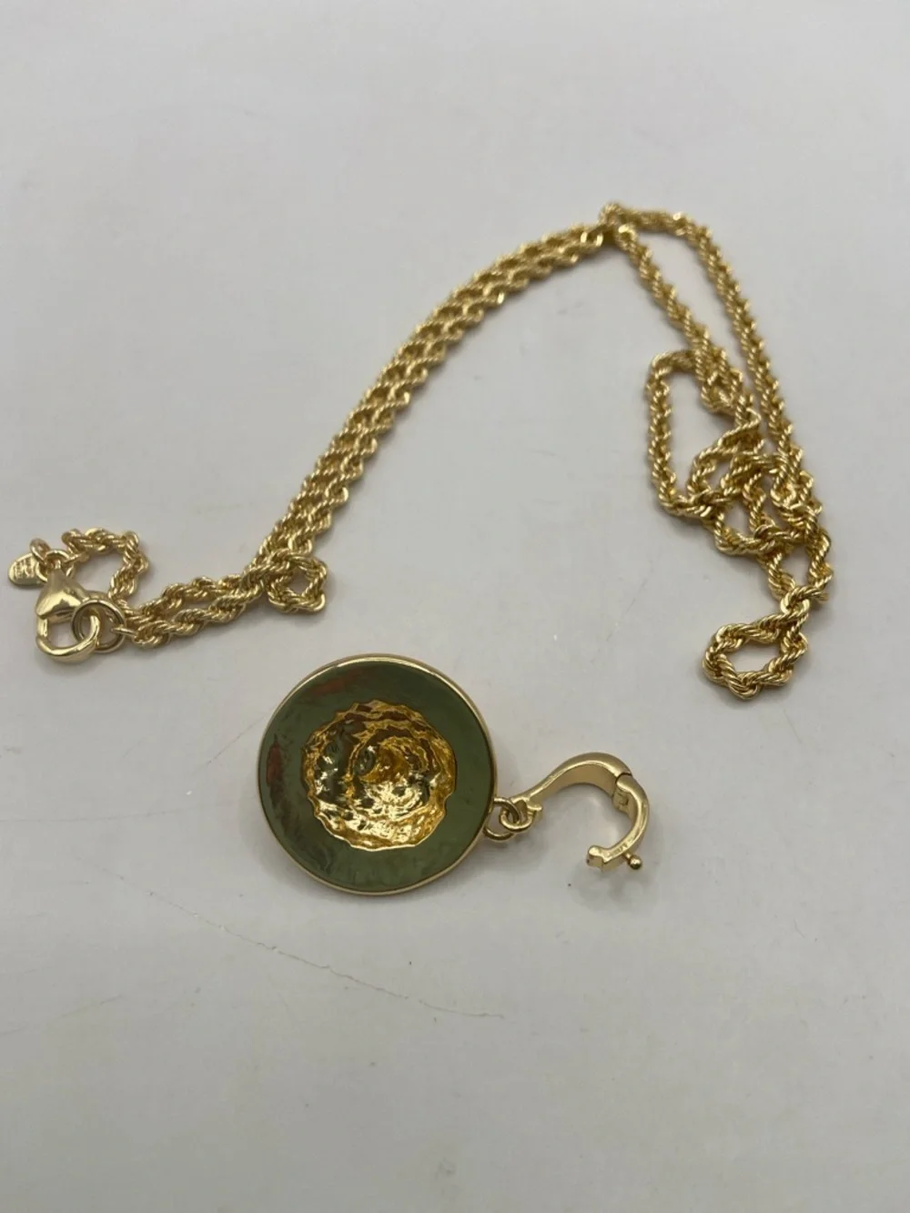 Bellezza Yellow Bronze Rope Necklace With Lion Head Pendant Enhancer 20”L